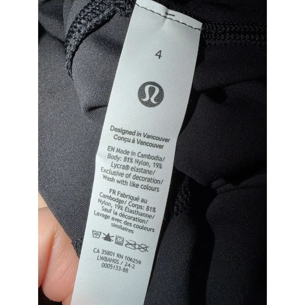 Lululemon Nulu High Rise Midi Skirt Black Size 4 NWT Back Slit Asia Fit